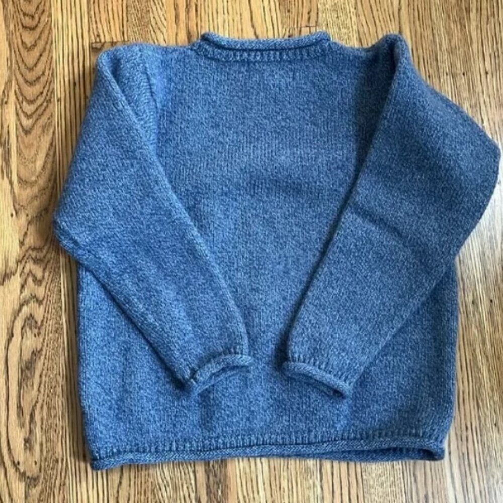 Aran Sweater Market Irish 100% Merino Wool Small Rolled Hem Sweater